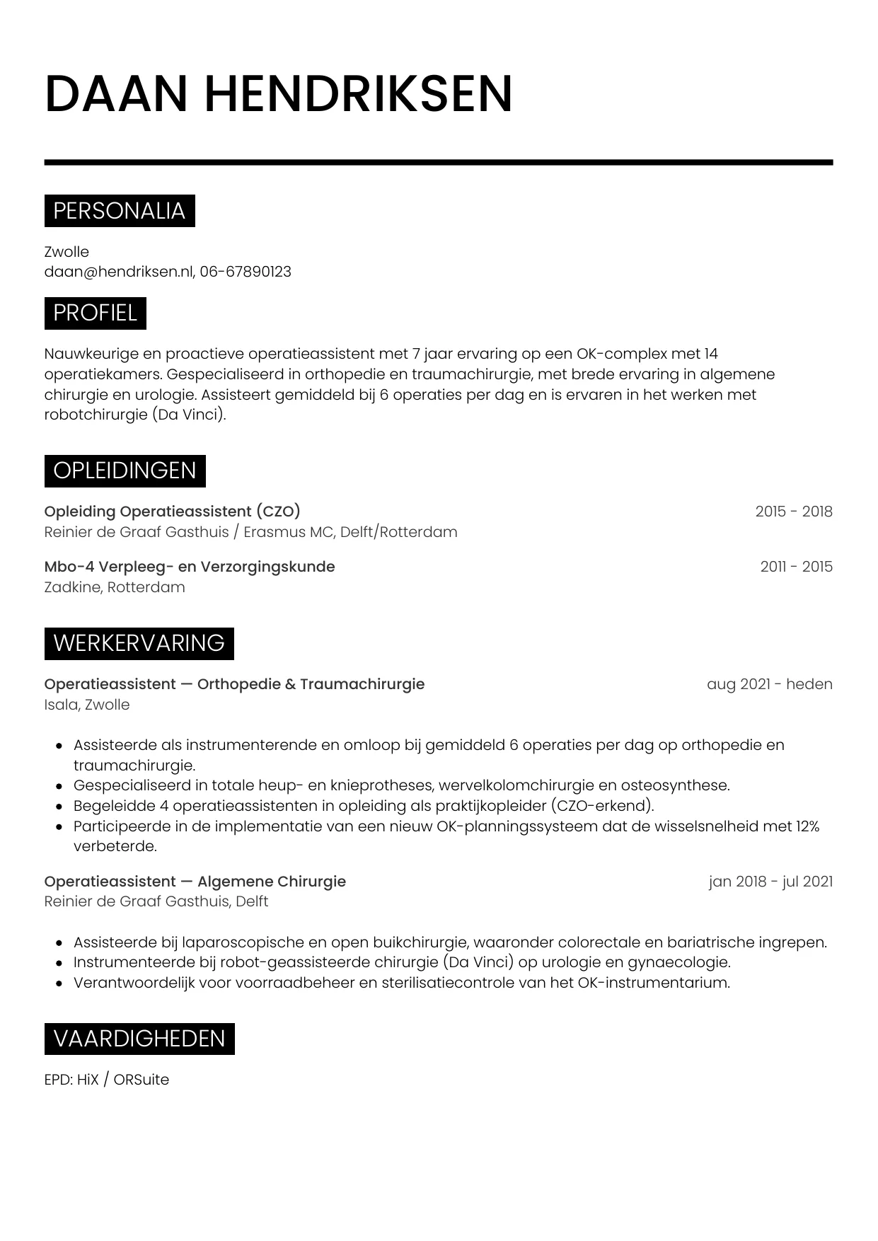 CV Metro voor operatieassistent