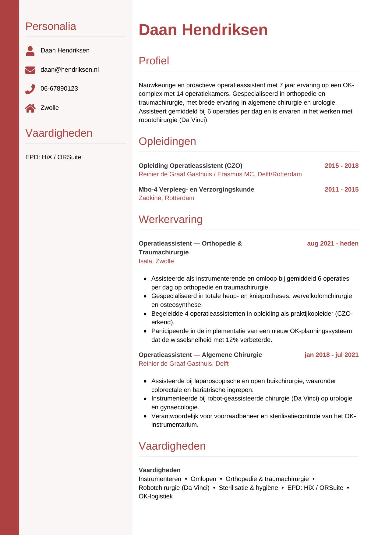 CV Verticaal voor operatieassistent