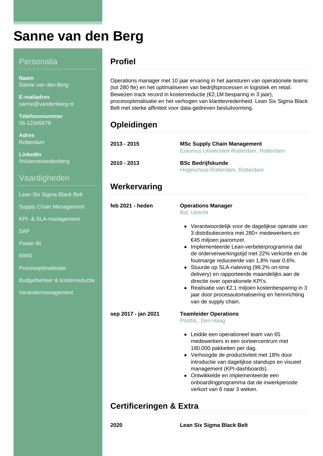 CV Casual voor operations manager