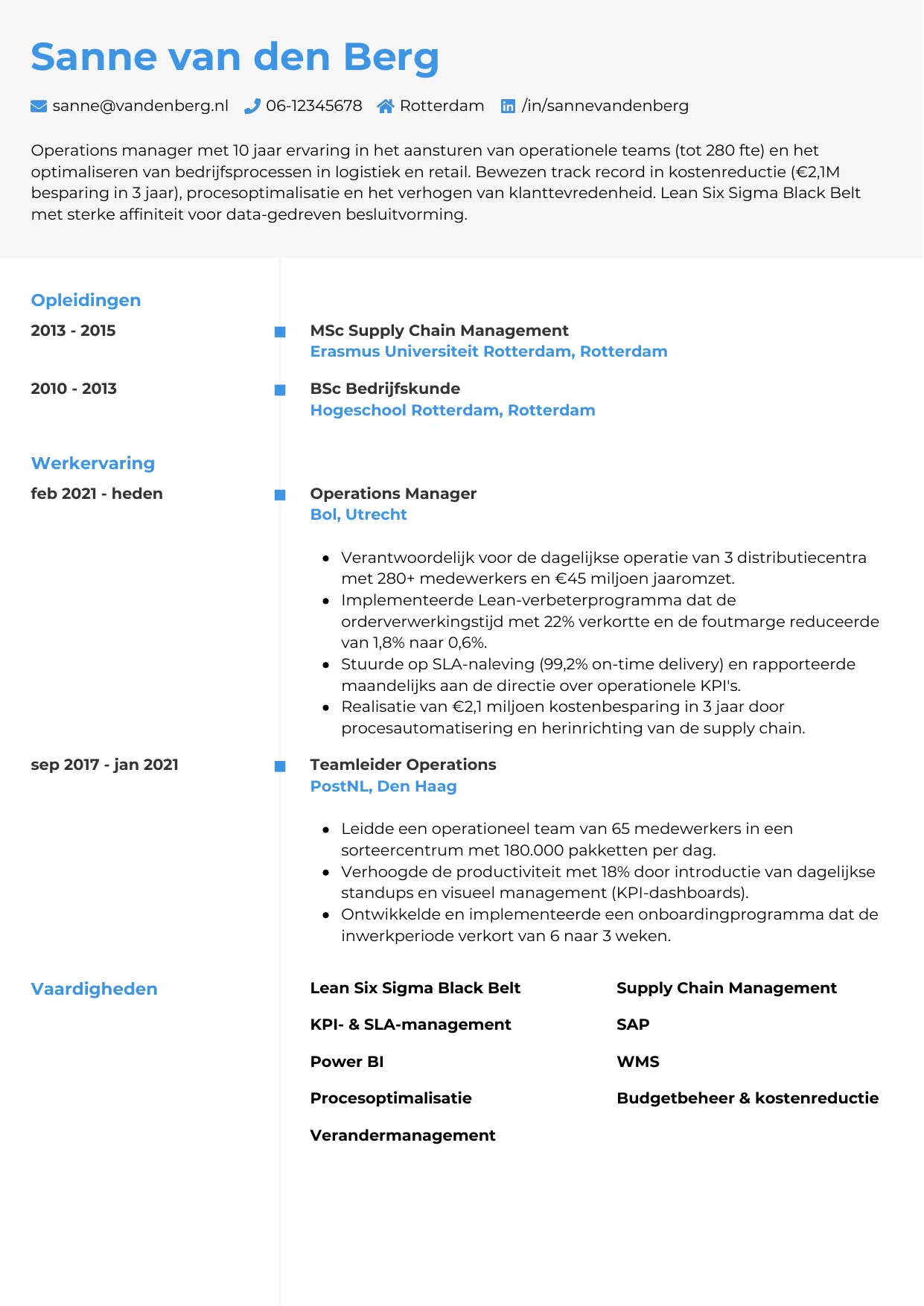 CV Chrono voor operations manager