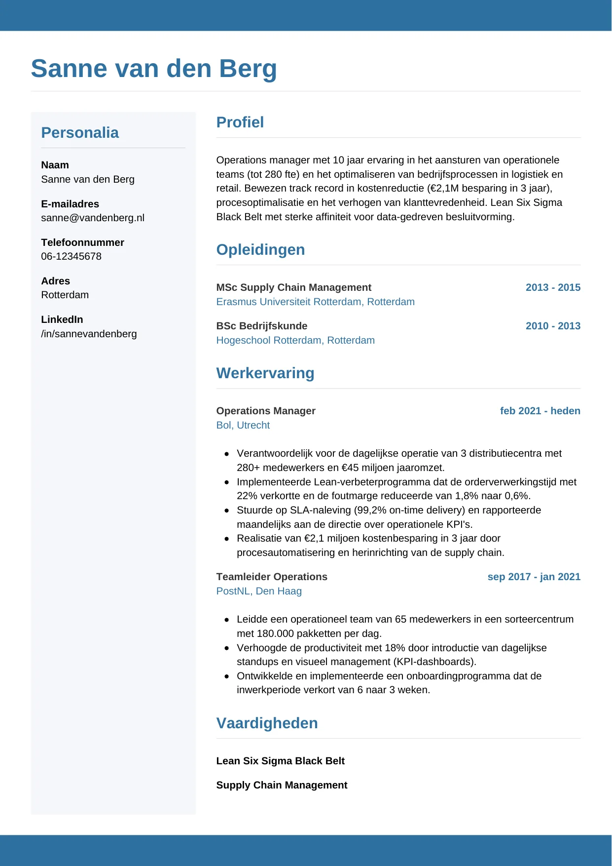 CV Horizontaal voor operations manager