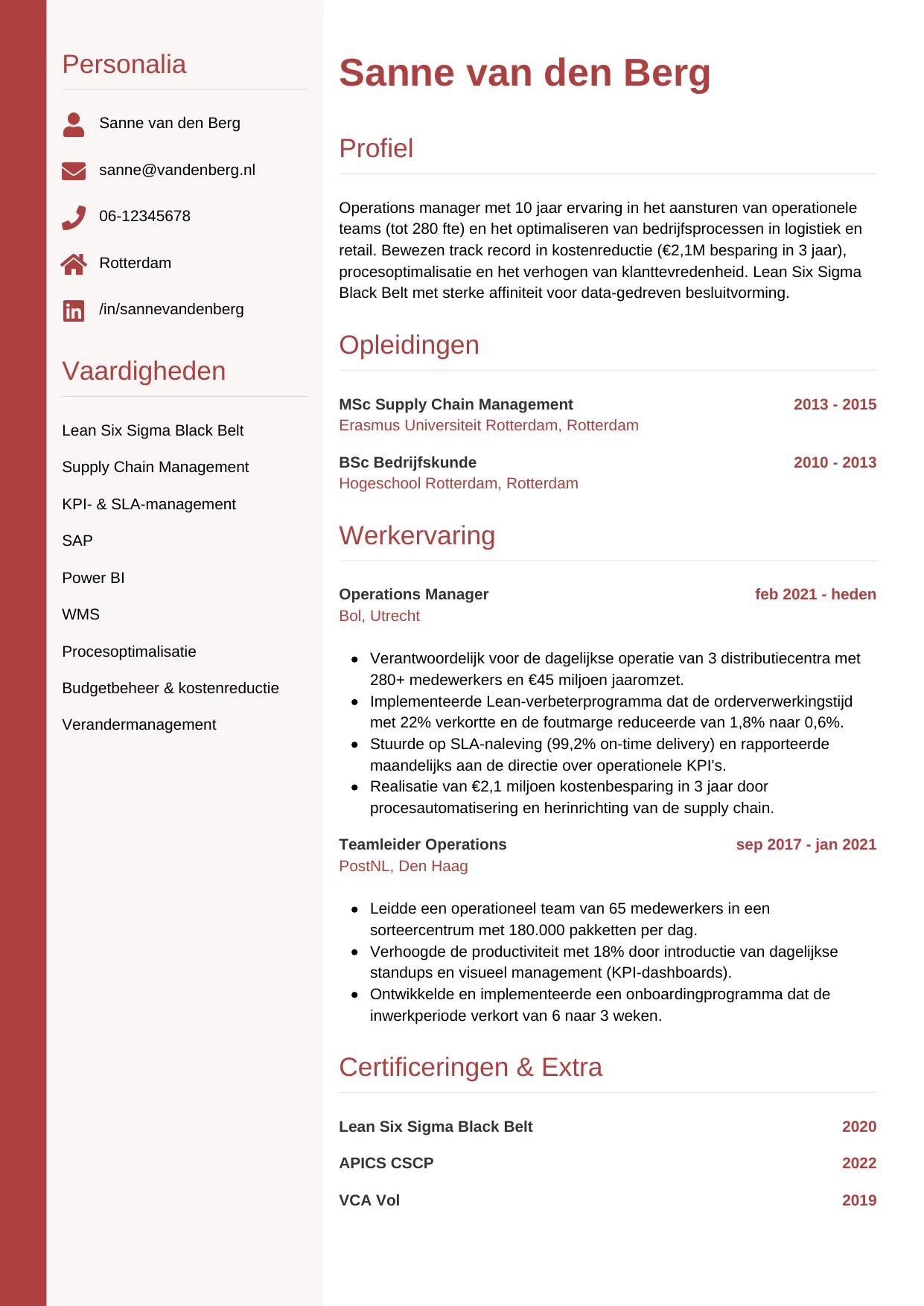 CV Verticaal voor operations manager