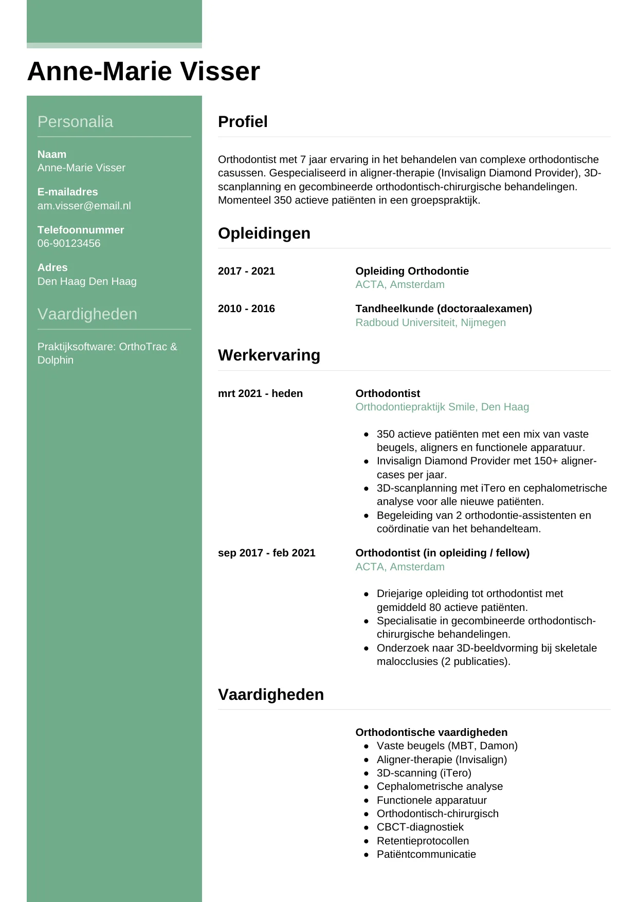 CV Casual voor orthodontist
