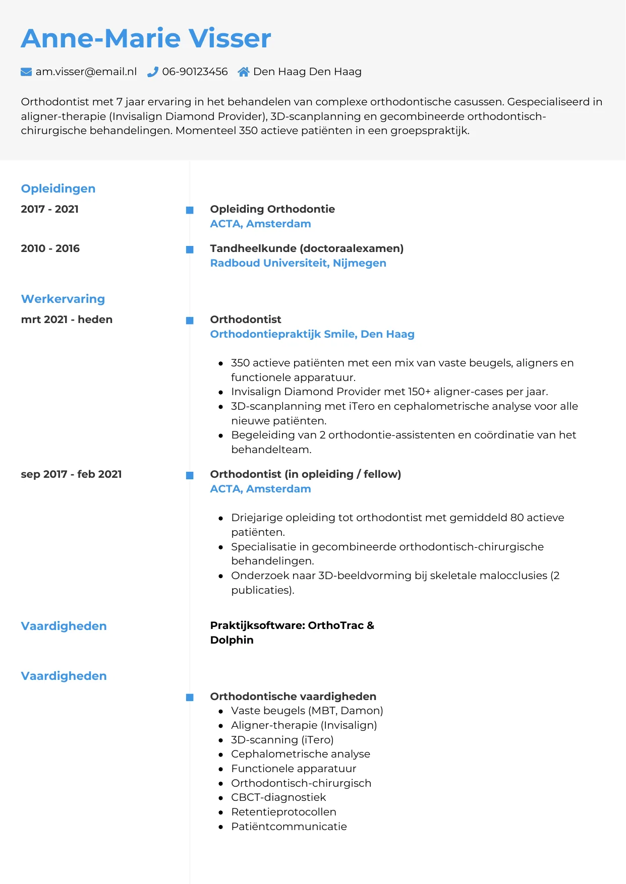 CV Chrono voor orthodontist