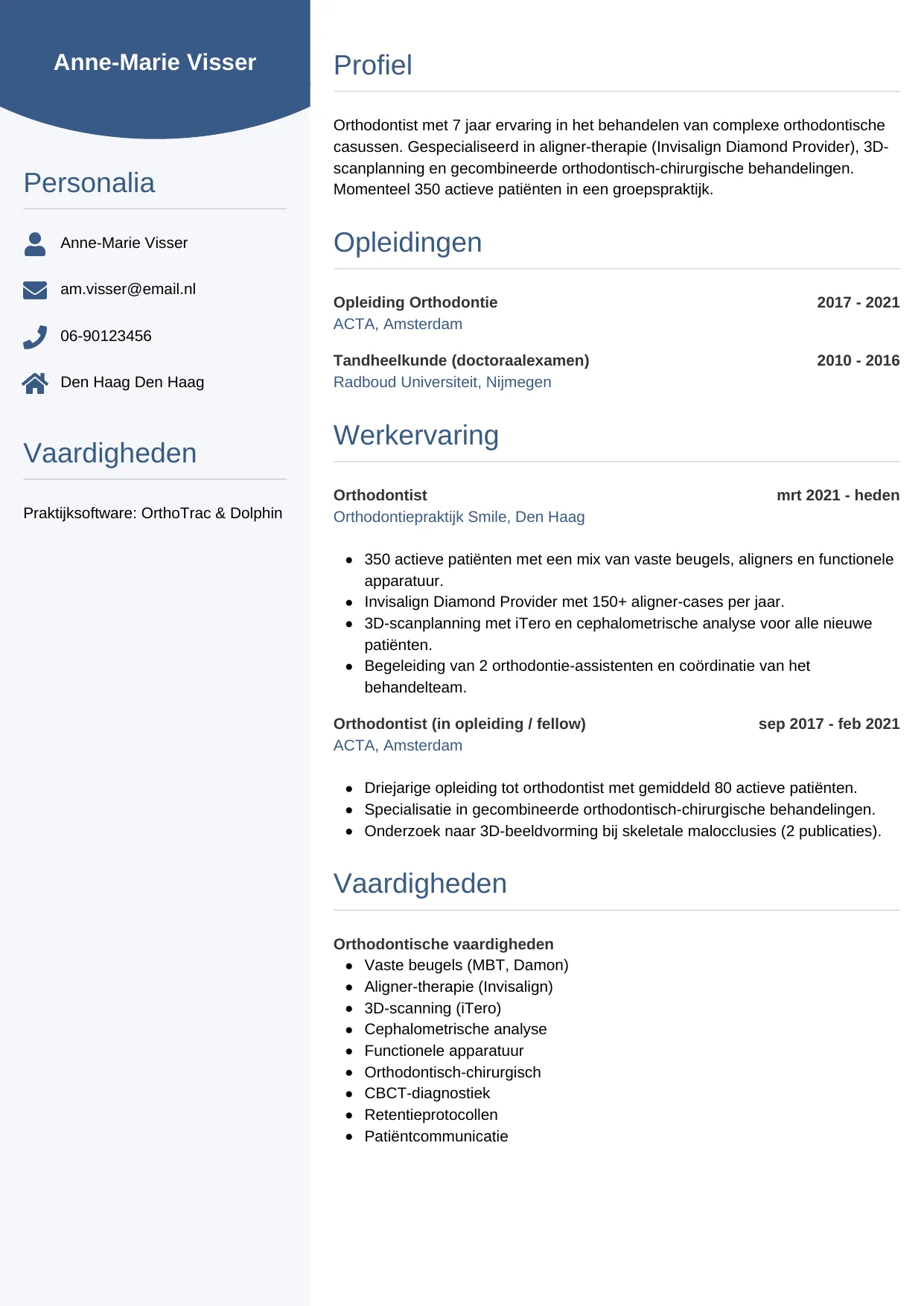 CV Circulair voor orthodontist