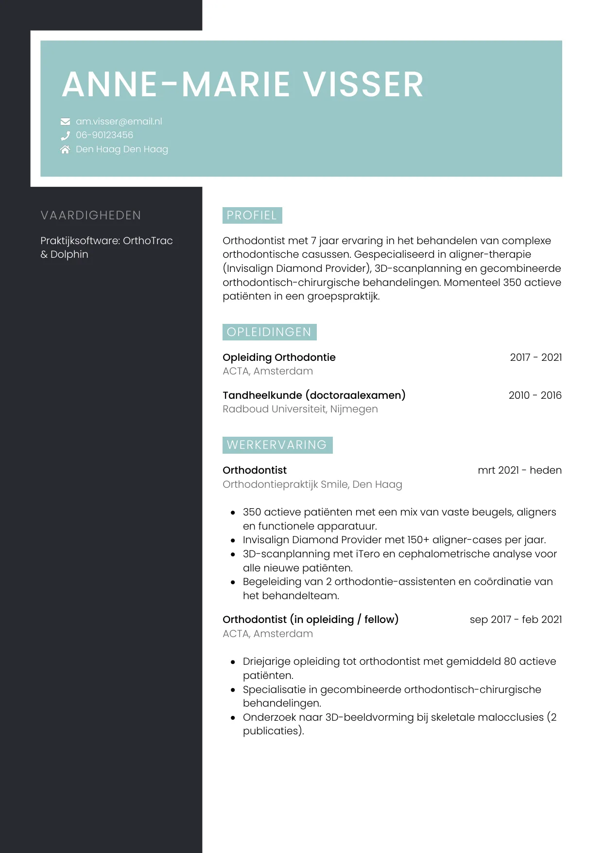 CV Elegant voor orthodontist