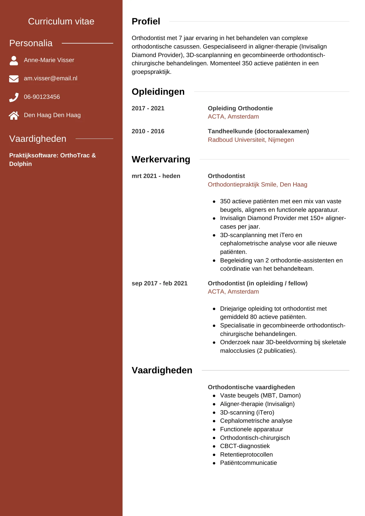 CV Modern voor orthodontist