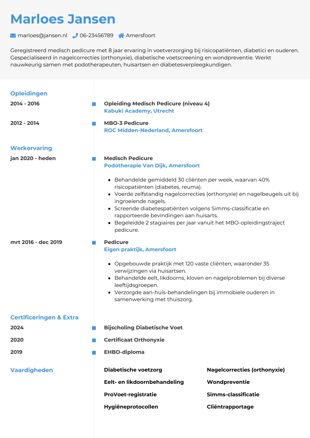 CV Chrono voor pedicure