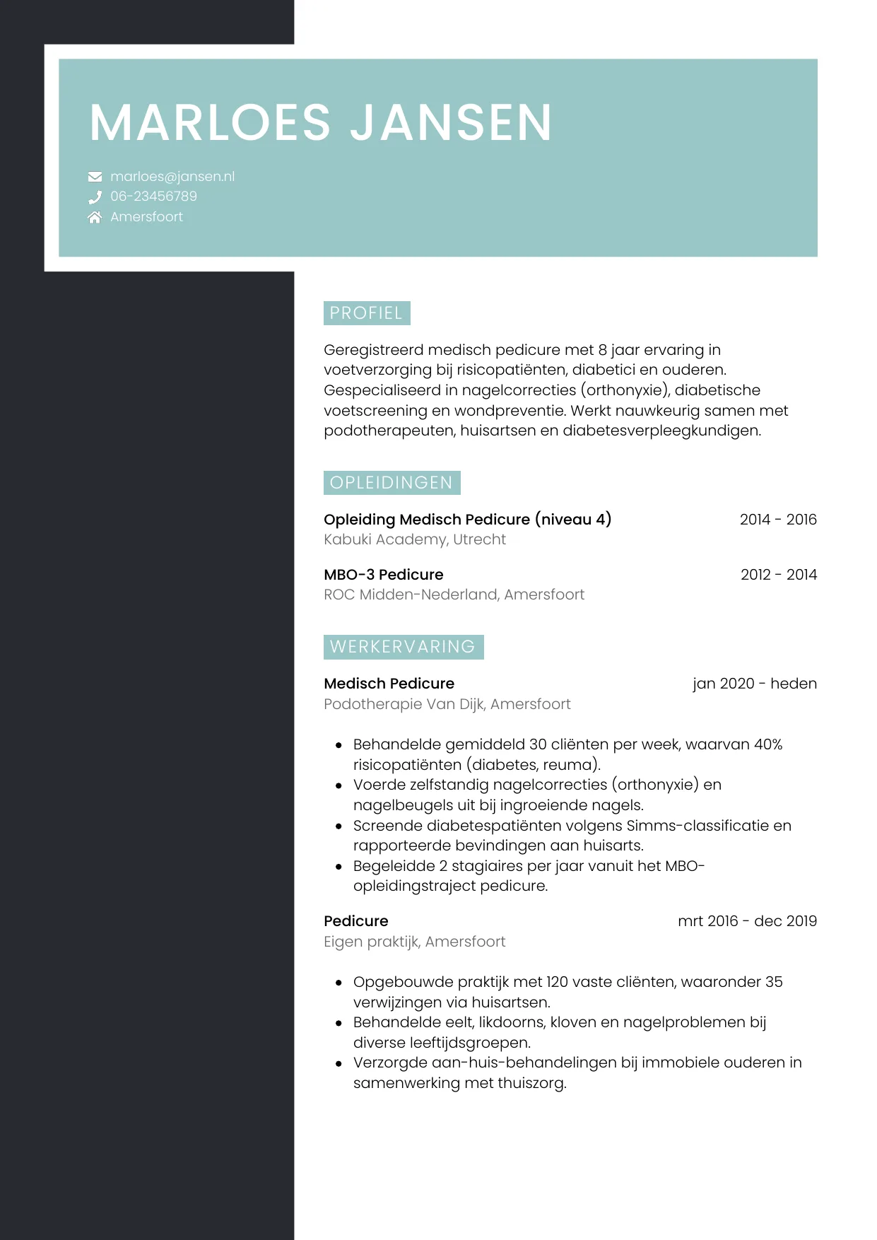 CV Elegant voor pedicure