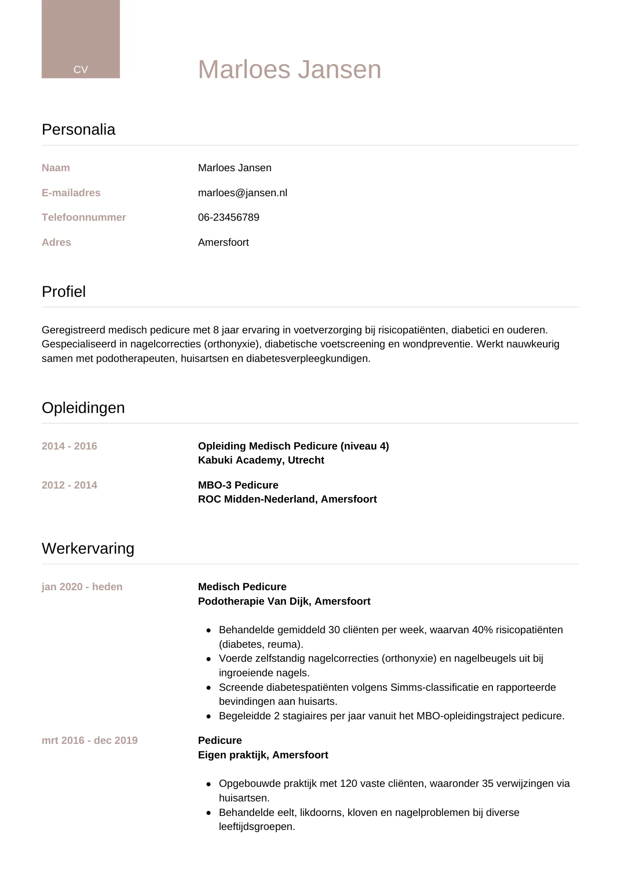 CV Luxe voor pedicure