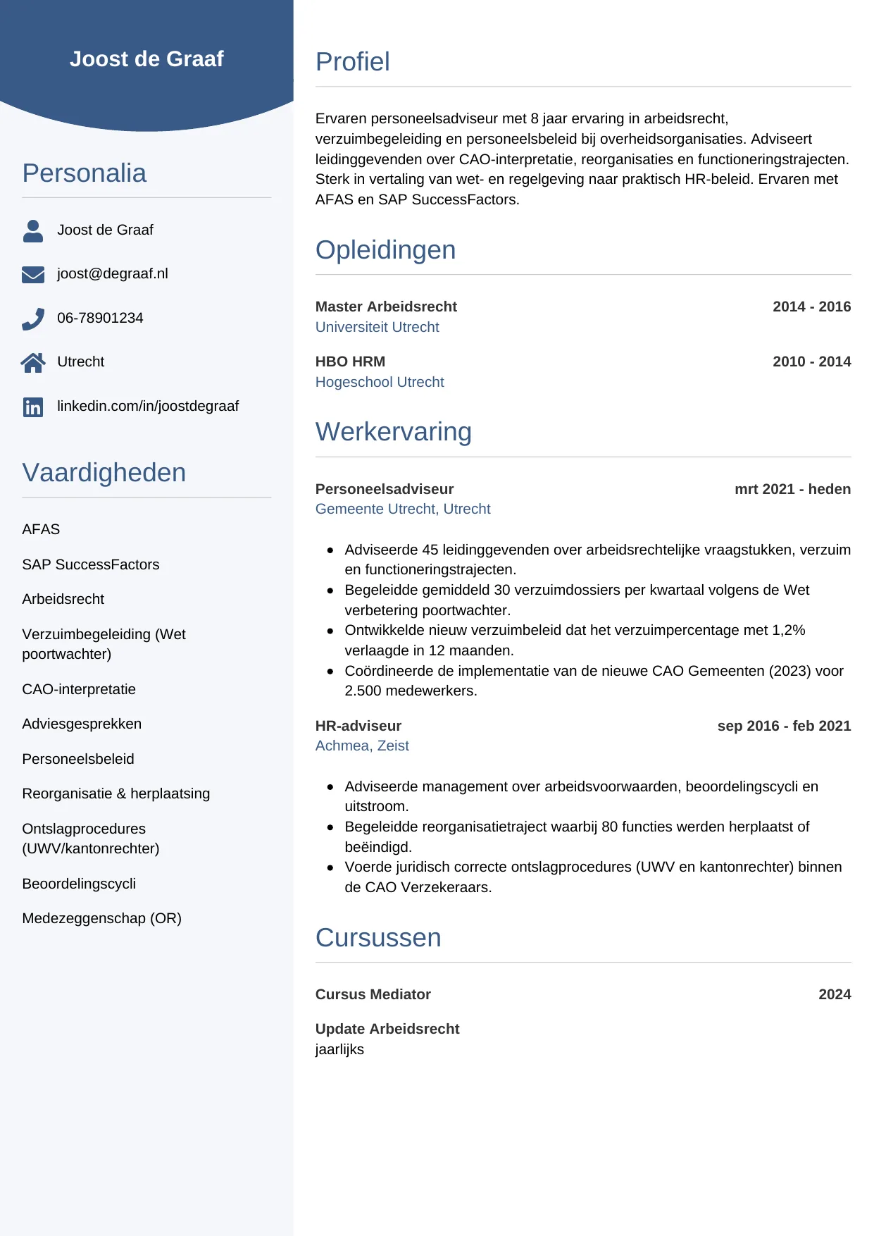 CV Circulair voor personeelsadviseur