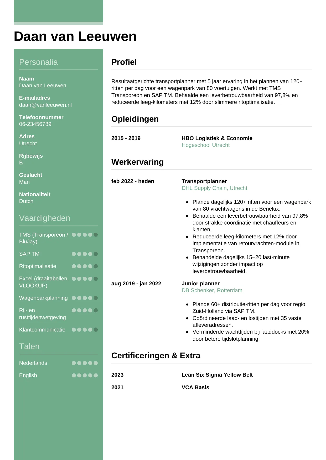 CV Casual voor planner