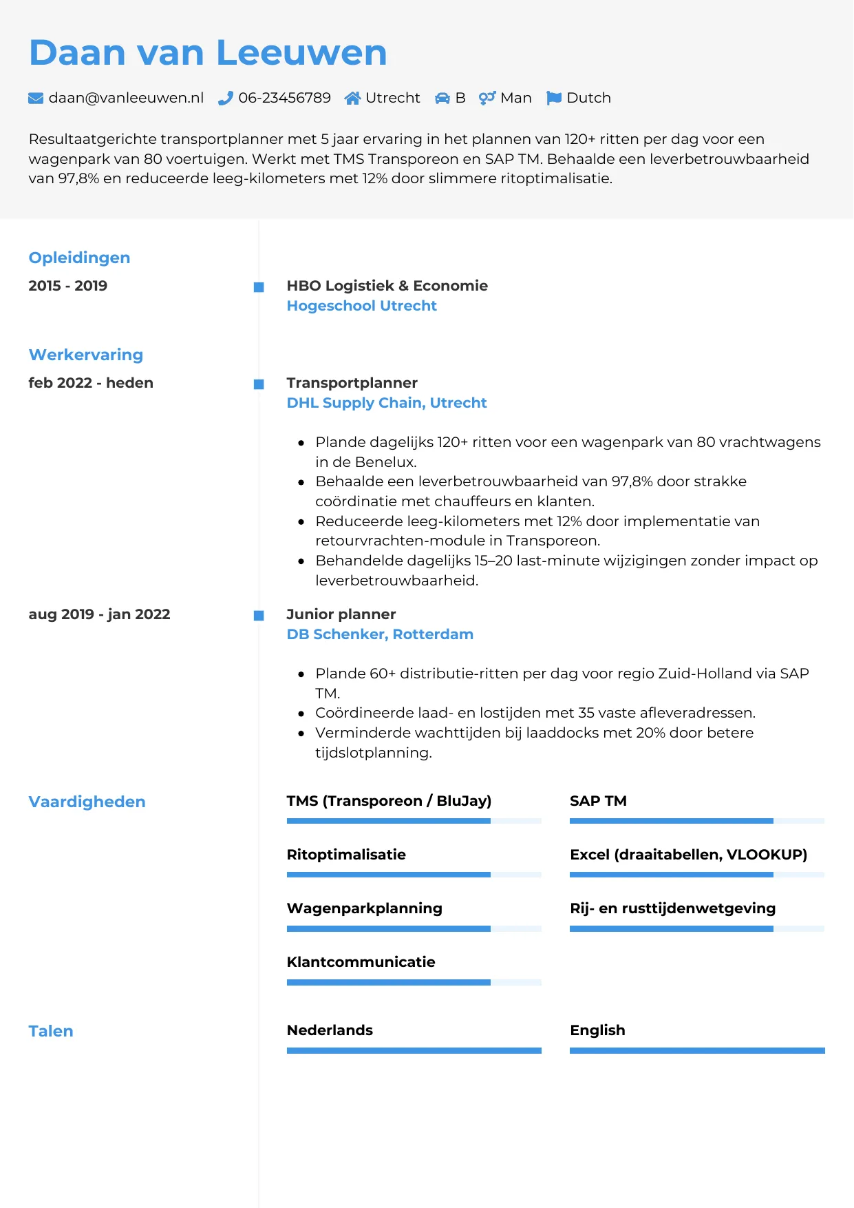 CV Chrono voor planner