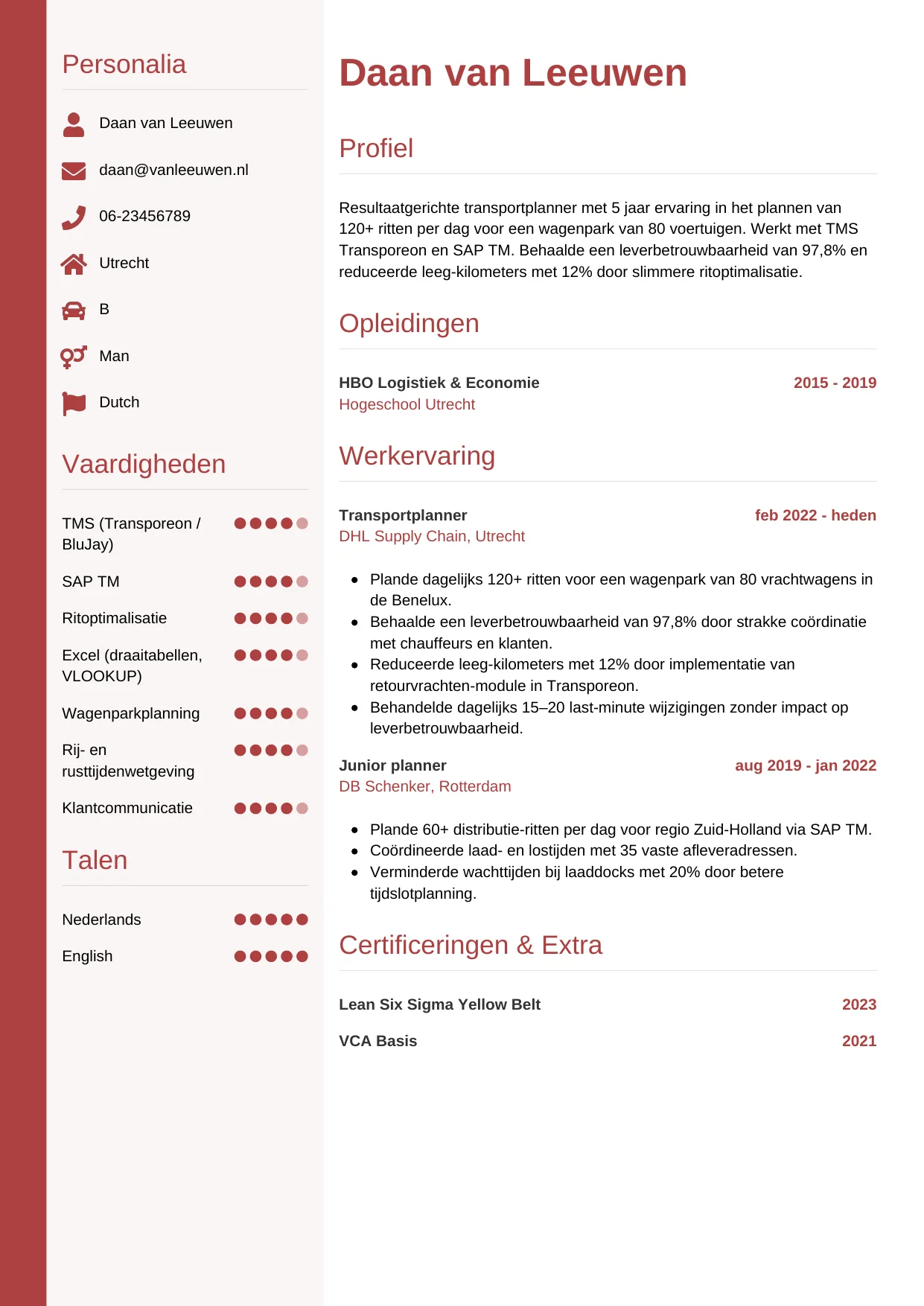 CV Verticaal voor planner