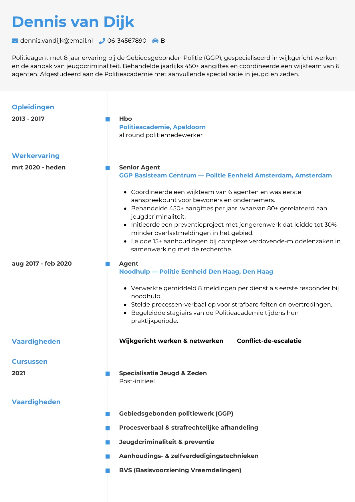 CV Chrono voor politieagent