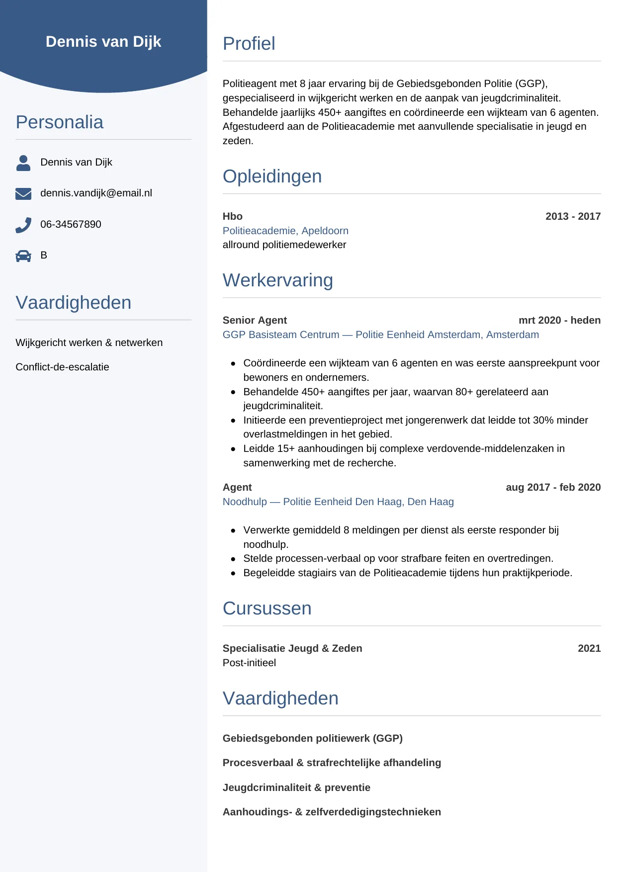 CV Circulair voor politieagent
