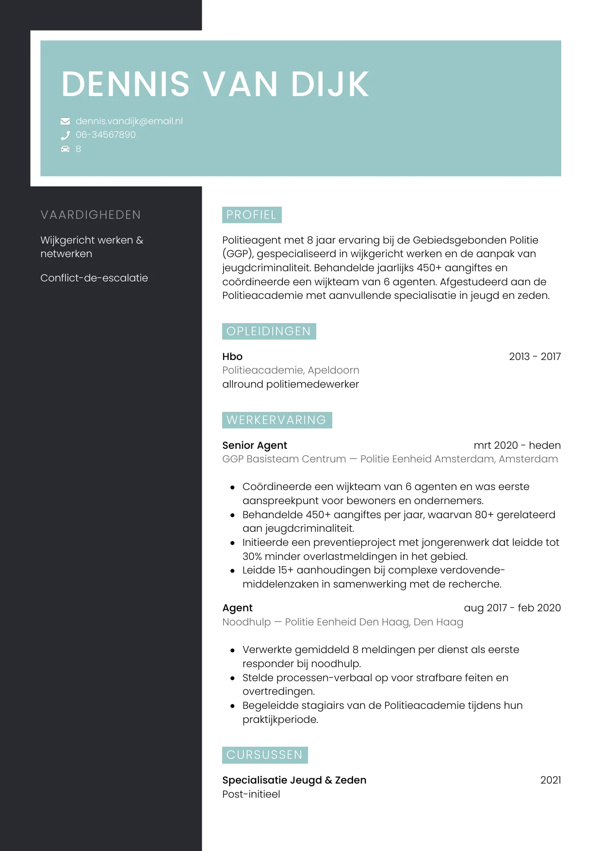 CV Elegant voor politieagent