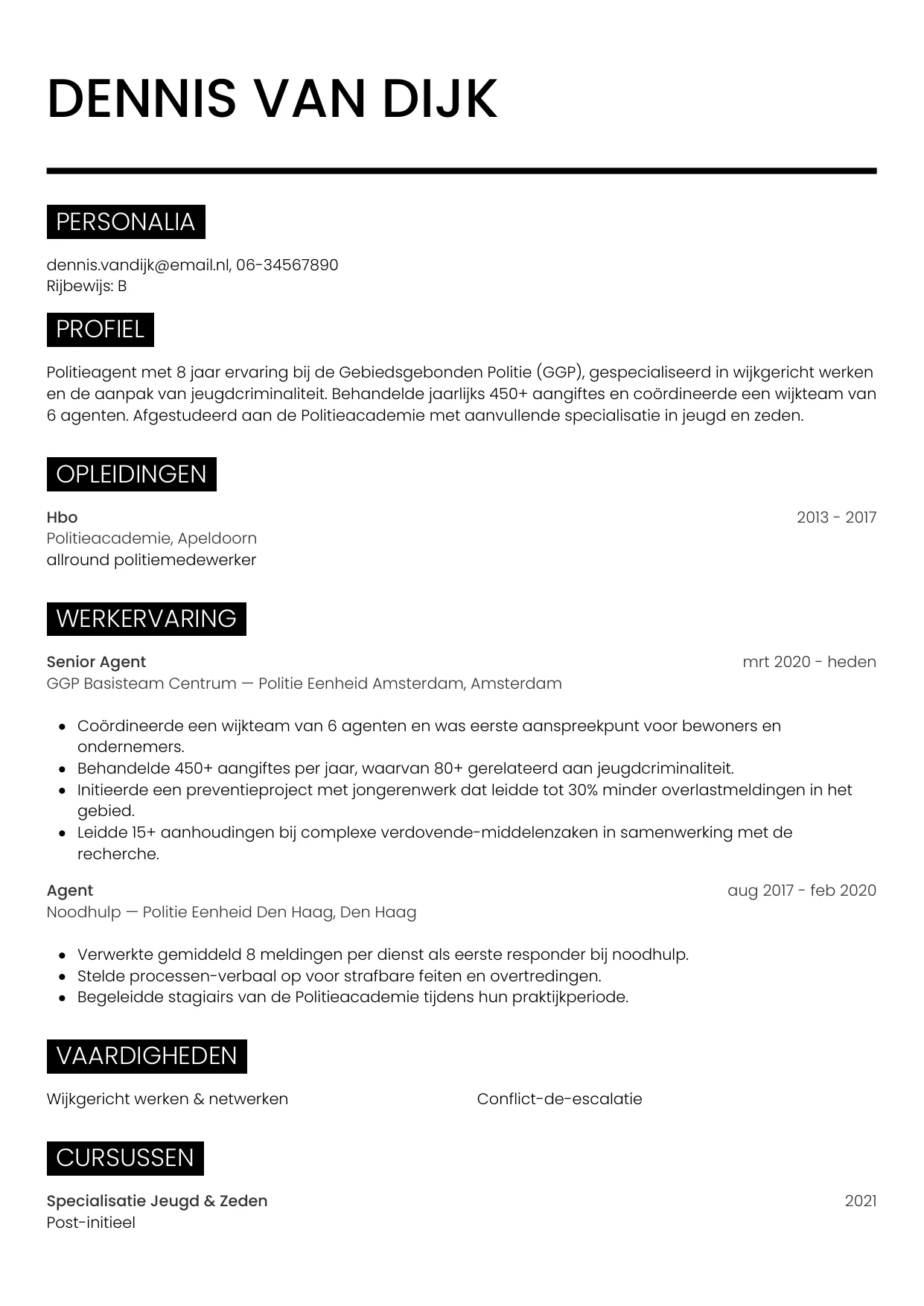 CV Metro voor politieagent