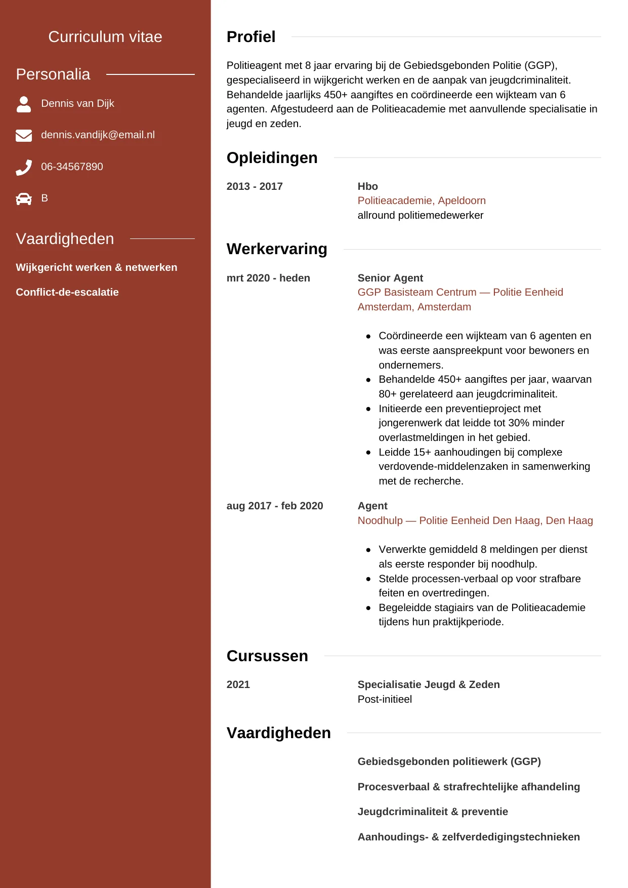 CV Modern voor politieagent