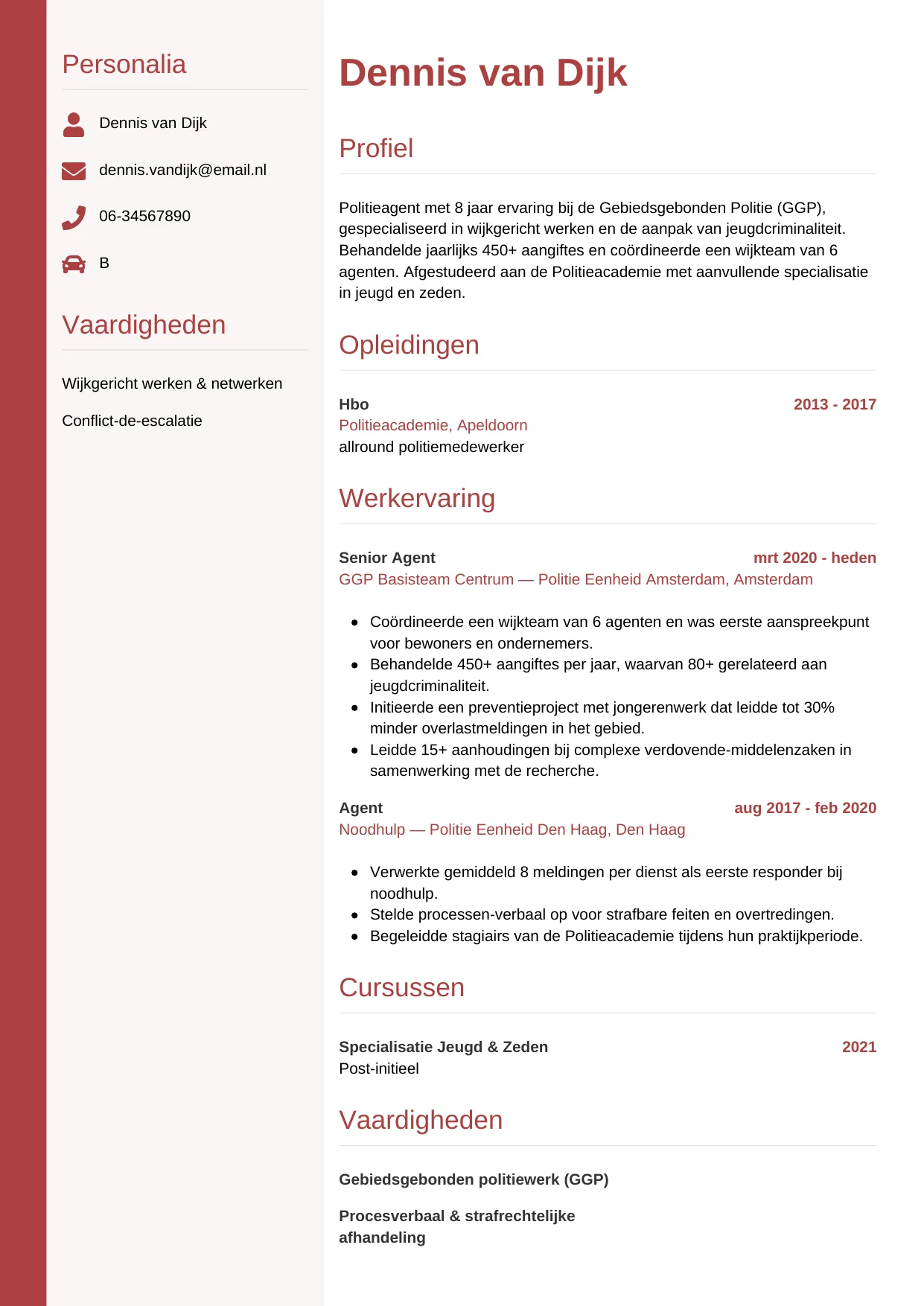 CV Verticaal voor politieagent