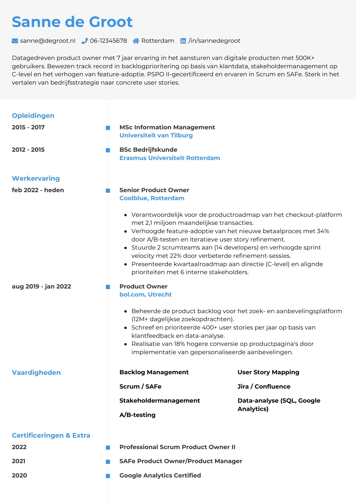 CV Chrono voor product owner