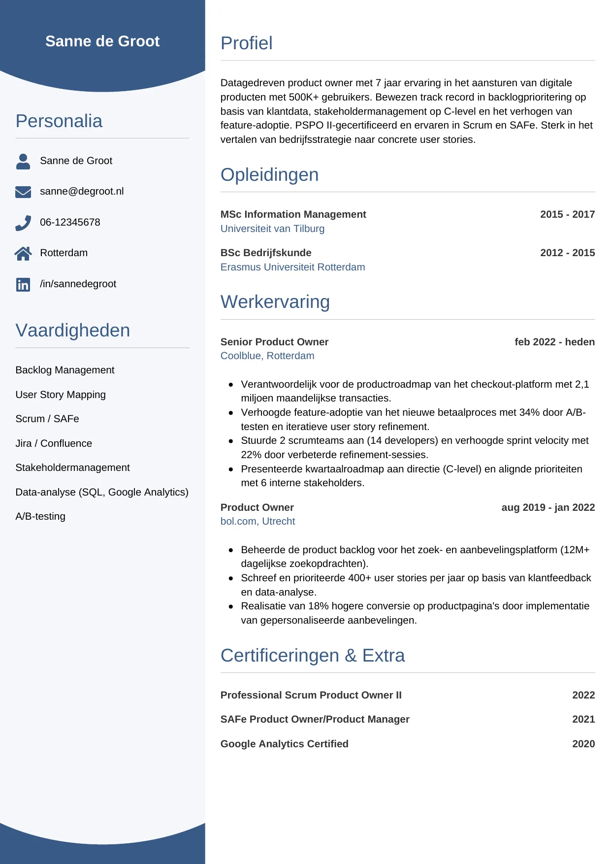 CV Circulair voor product owner