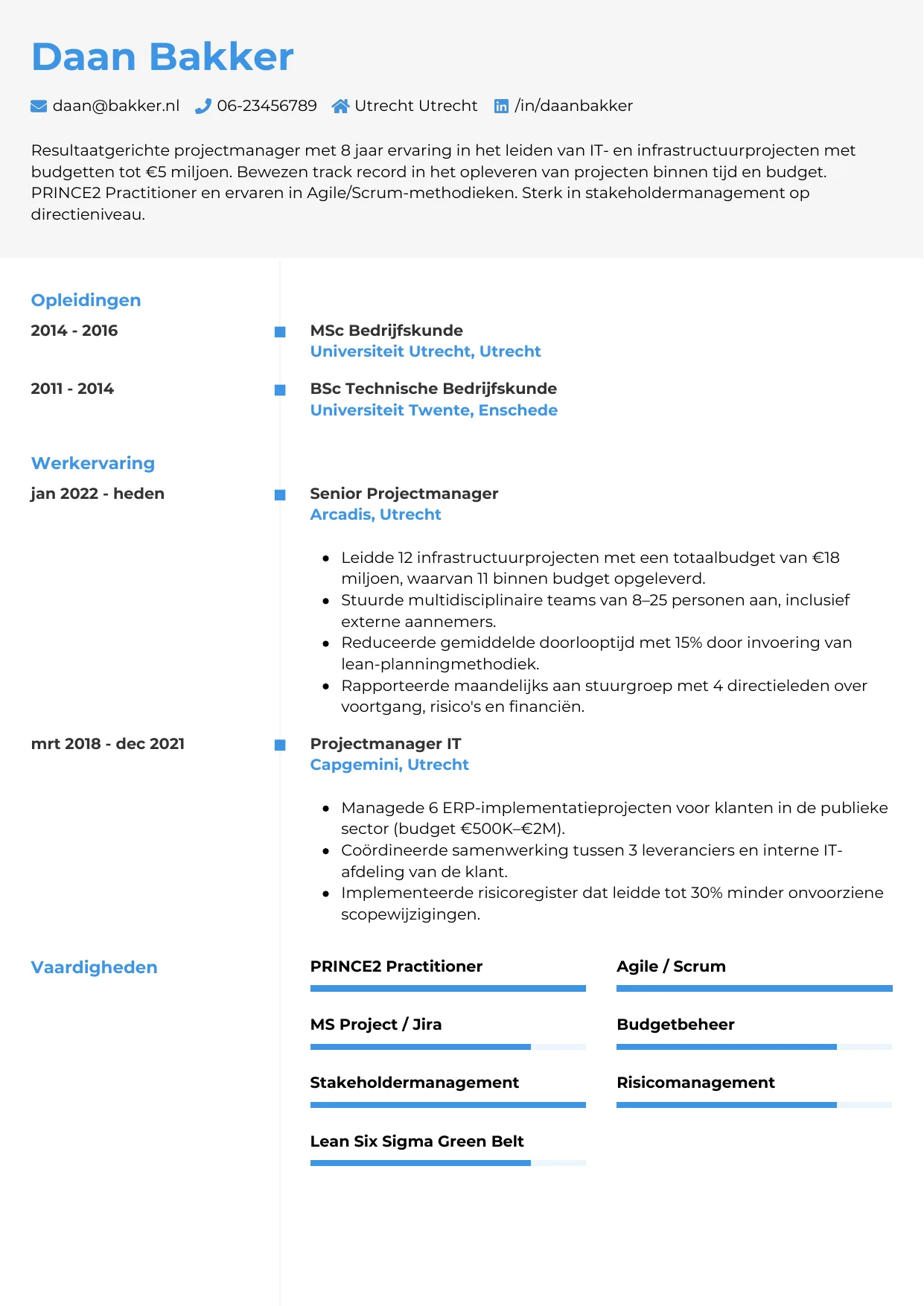 CV Chrono voor projectmanager