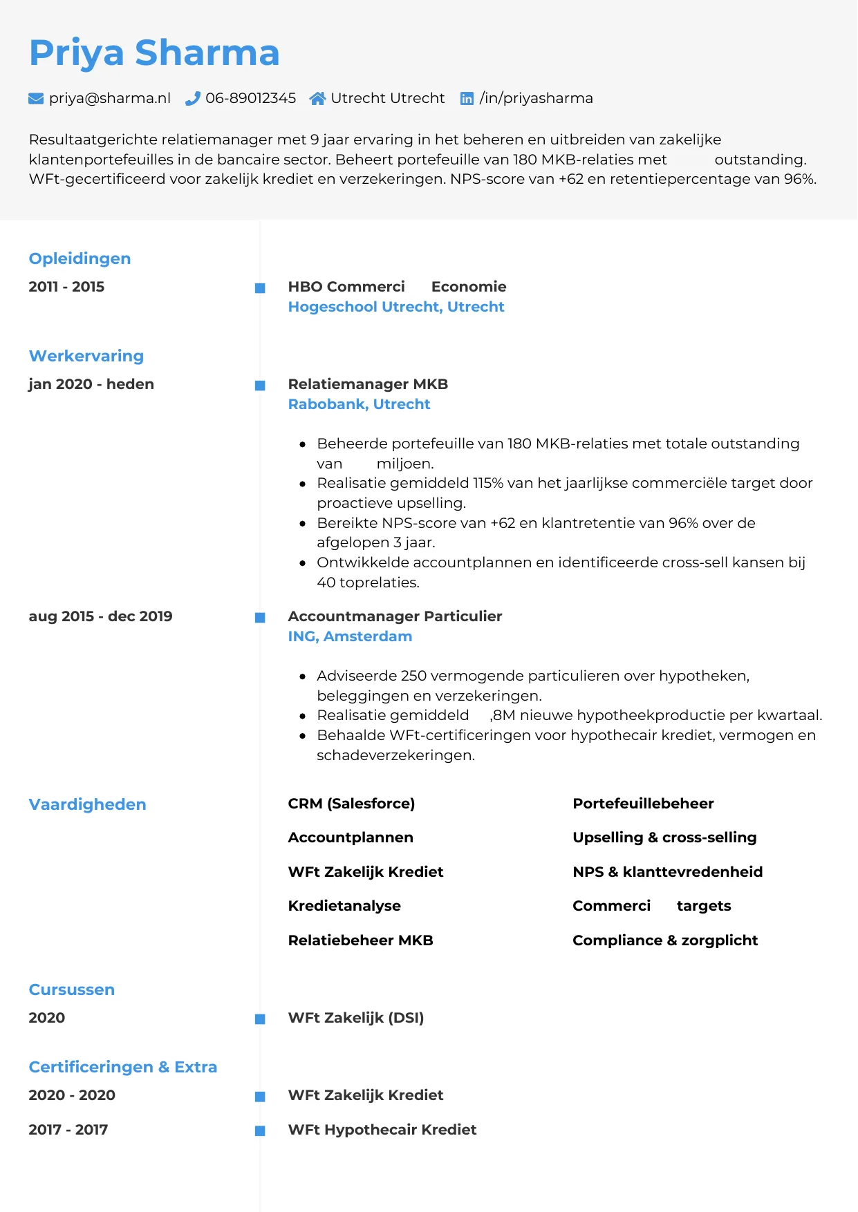 CV Chrono voor relatiemanager