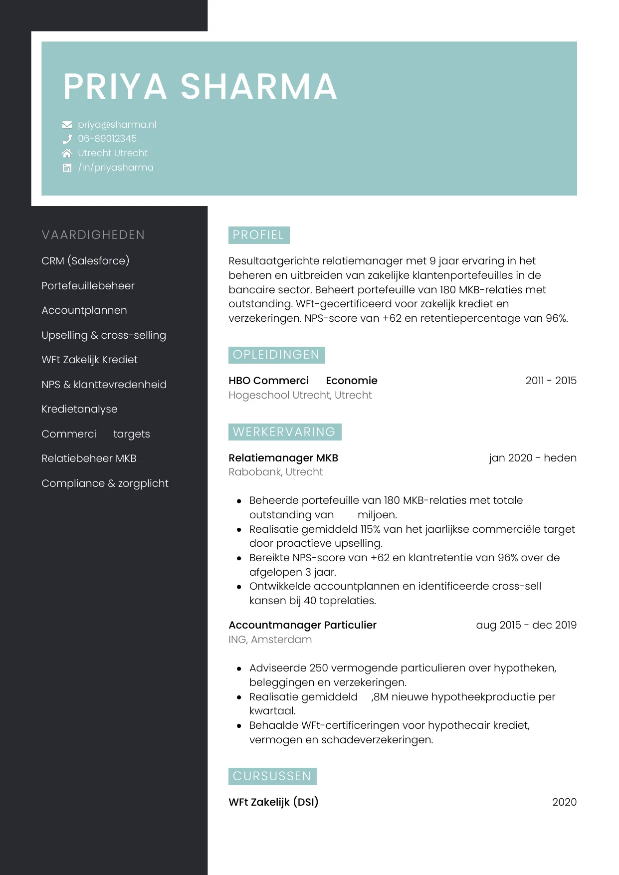 CV Elegant voor relatiemanager