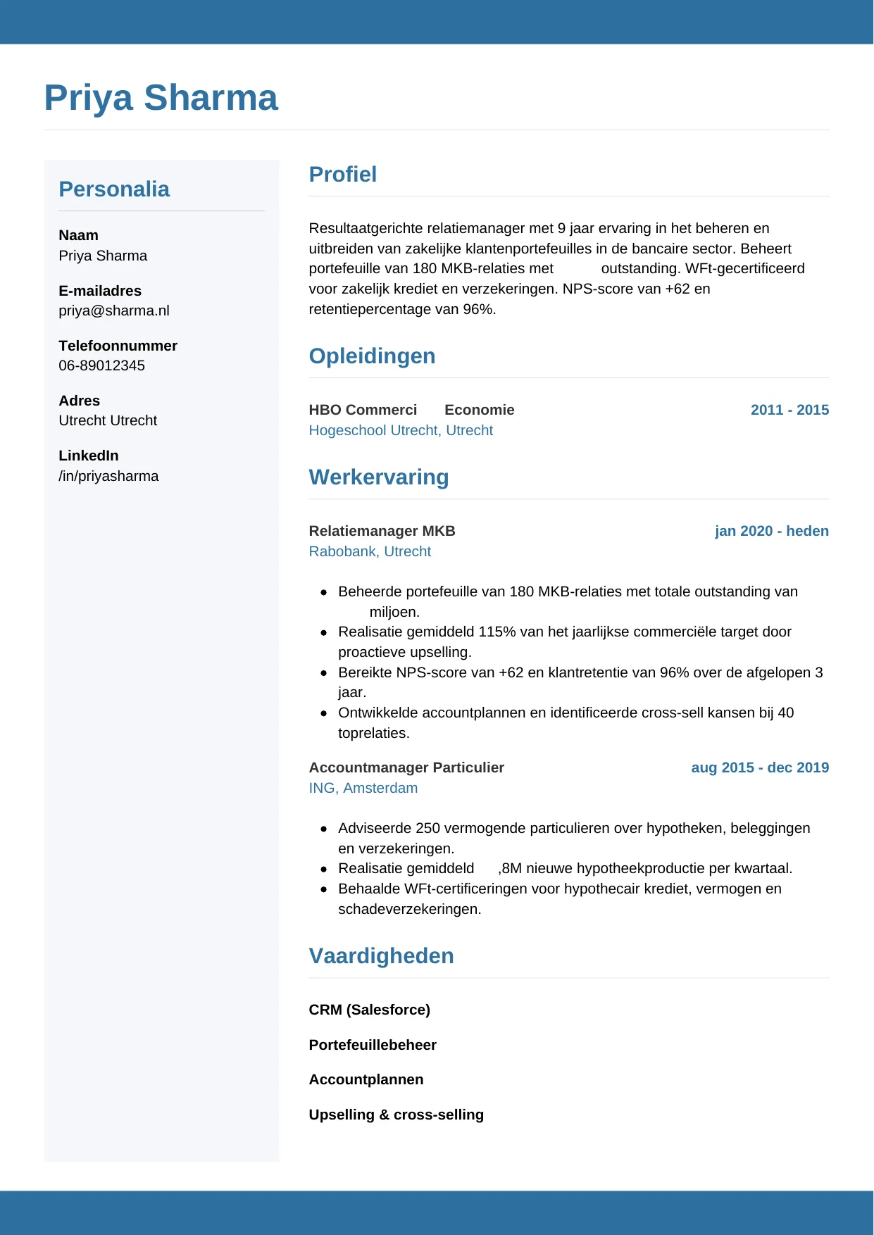 CV Horizontaal voor relatiemanager