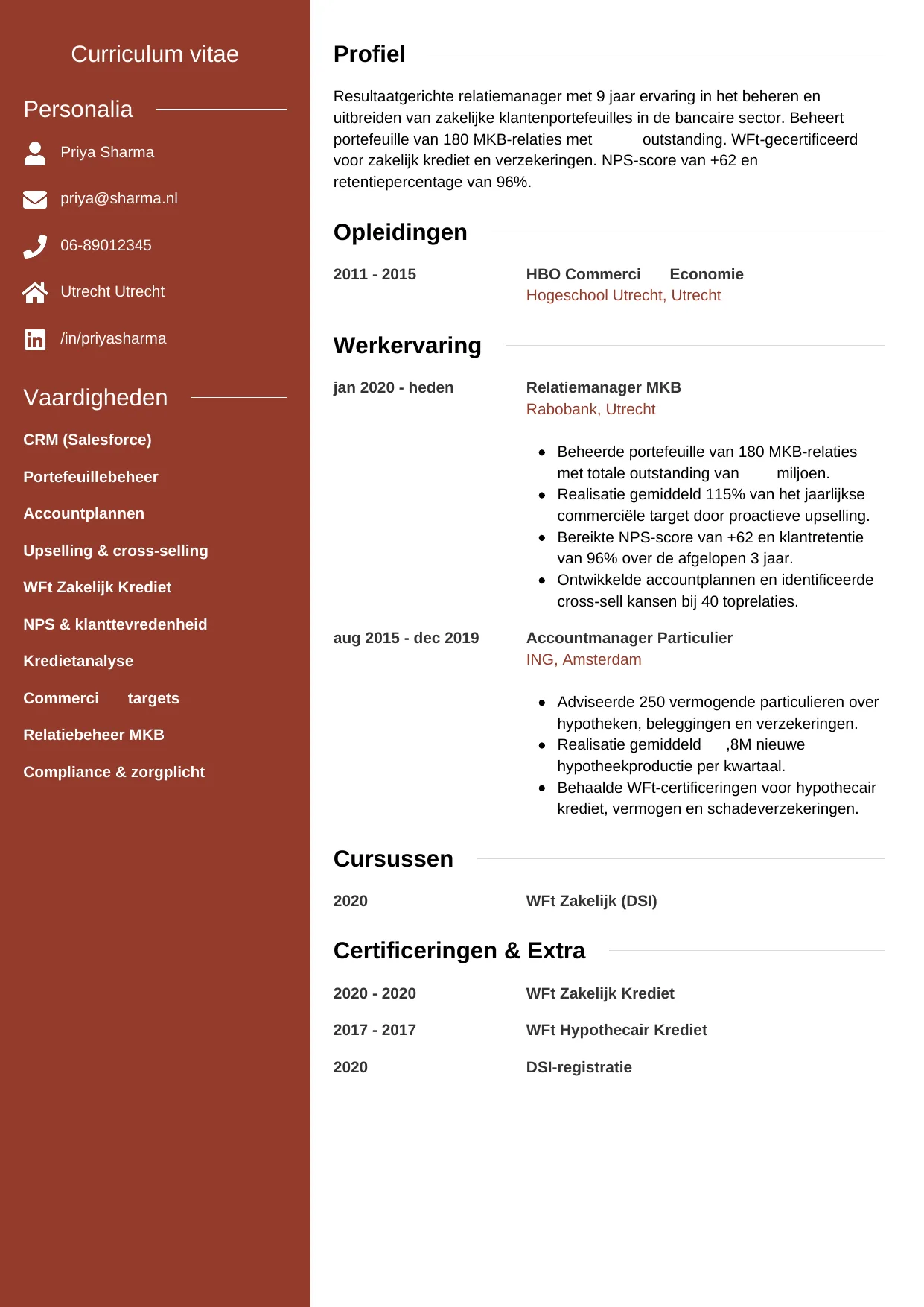 CV Modern voor relatiemanager
