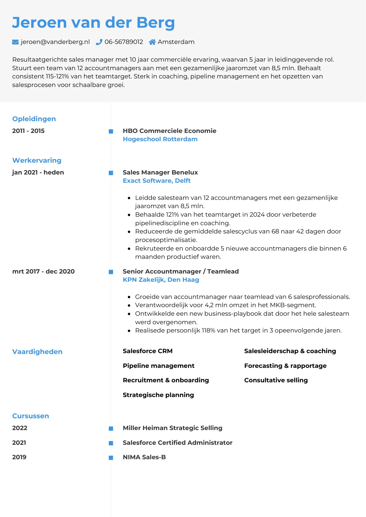 CV Chrono voor sales manager