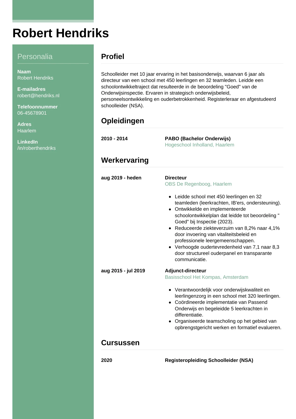 CV Casual voor schoolleider