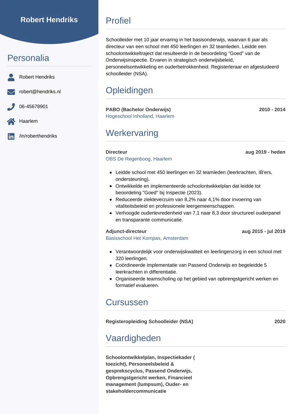 CV Circulair voor schoolleider