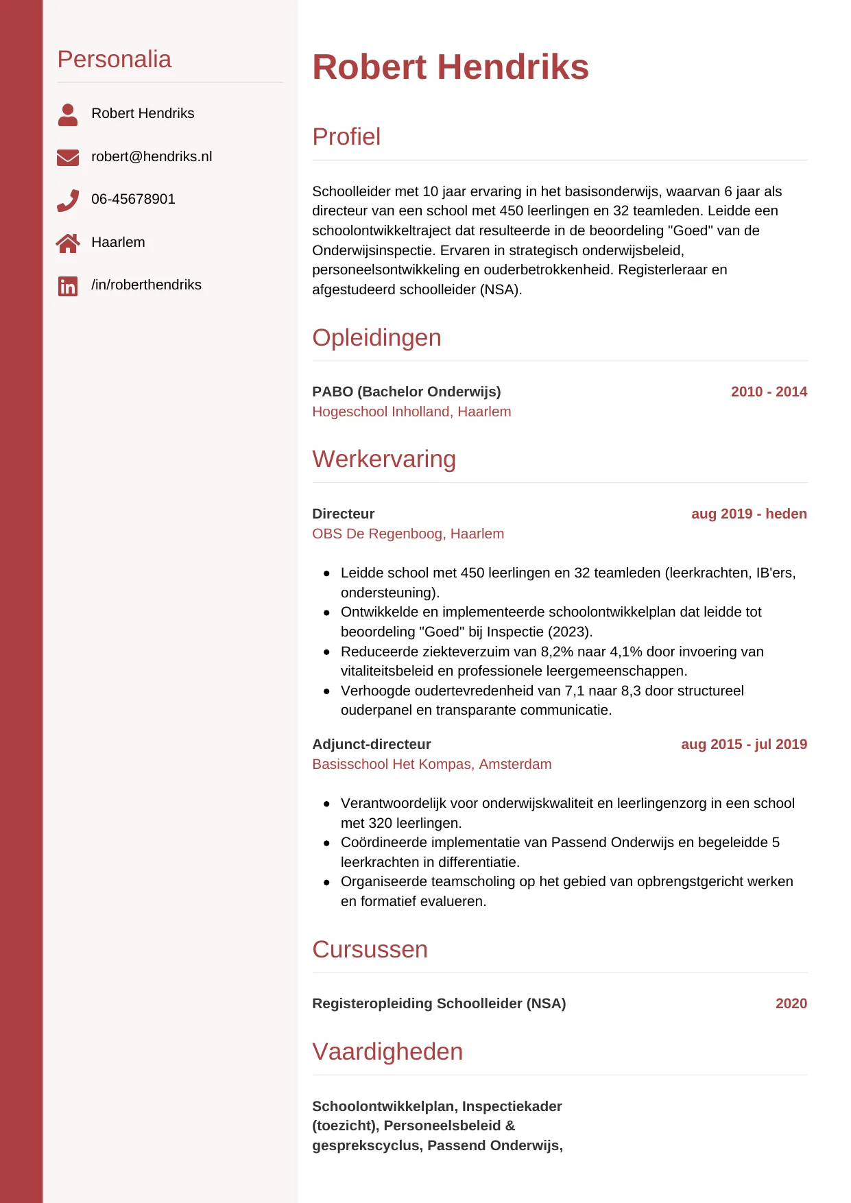 CV Verticaal voor schoolleider