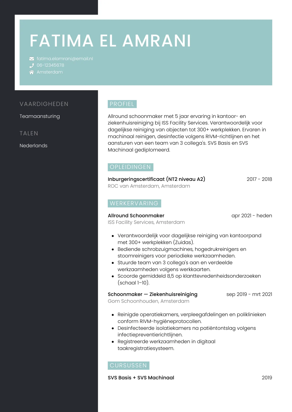 CV Elegant voor schoonmaker