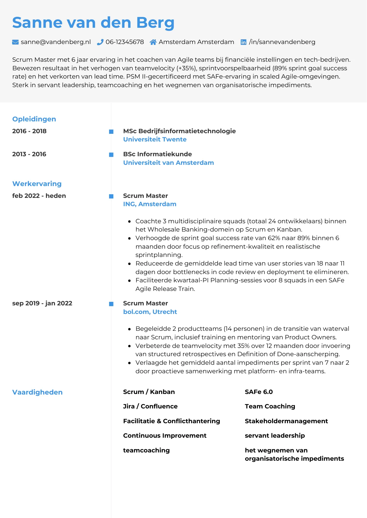 CV Chrono voor scrum master