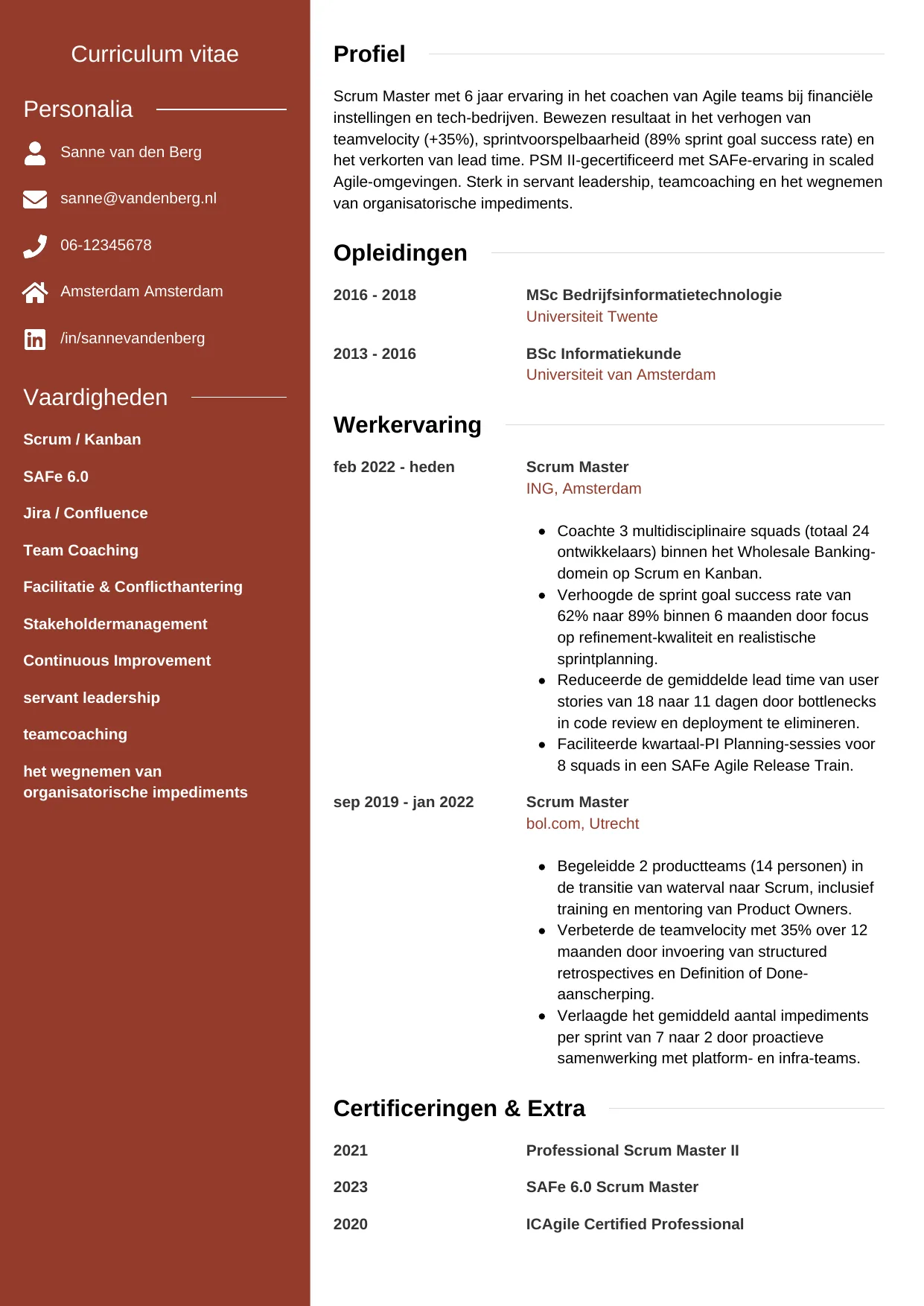 CV Modern voor scrum master