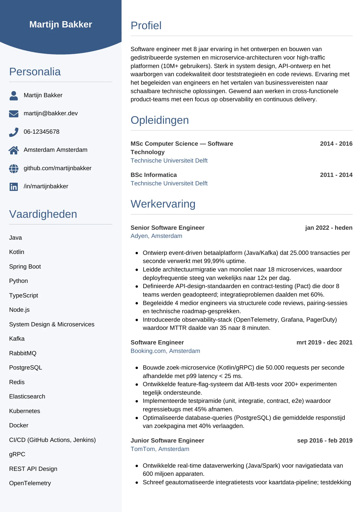 CV Circulair voor software engineer