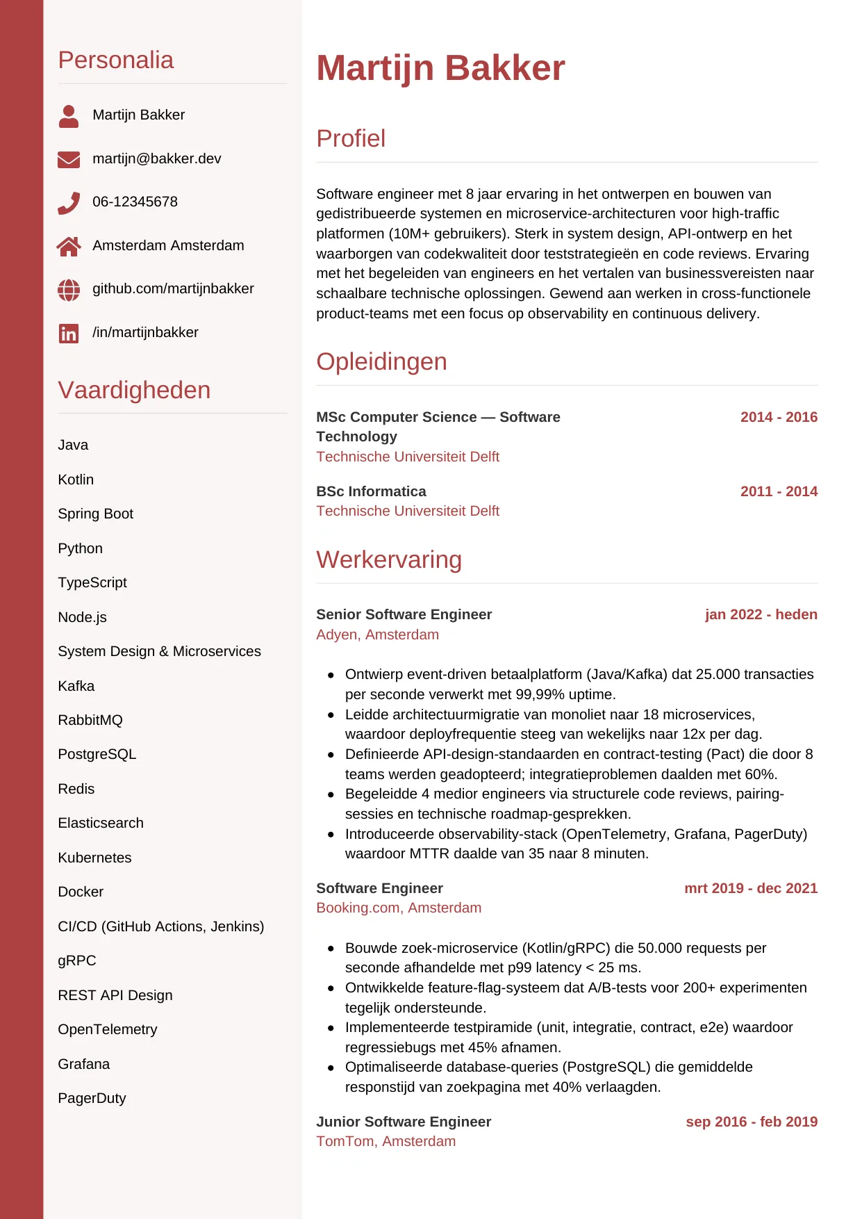 CV Verticaal voor software engineer