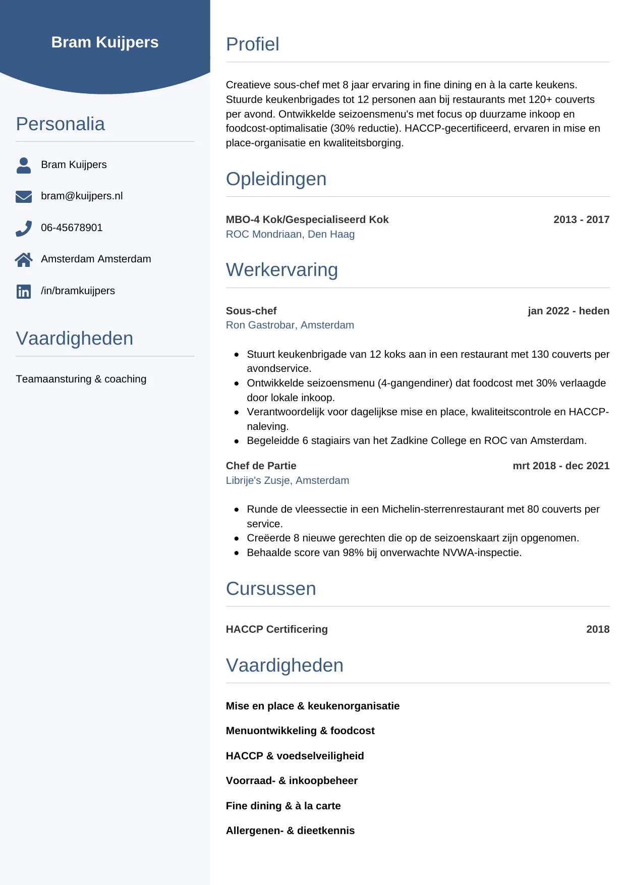 CV Circulair voor sous-chef