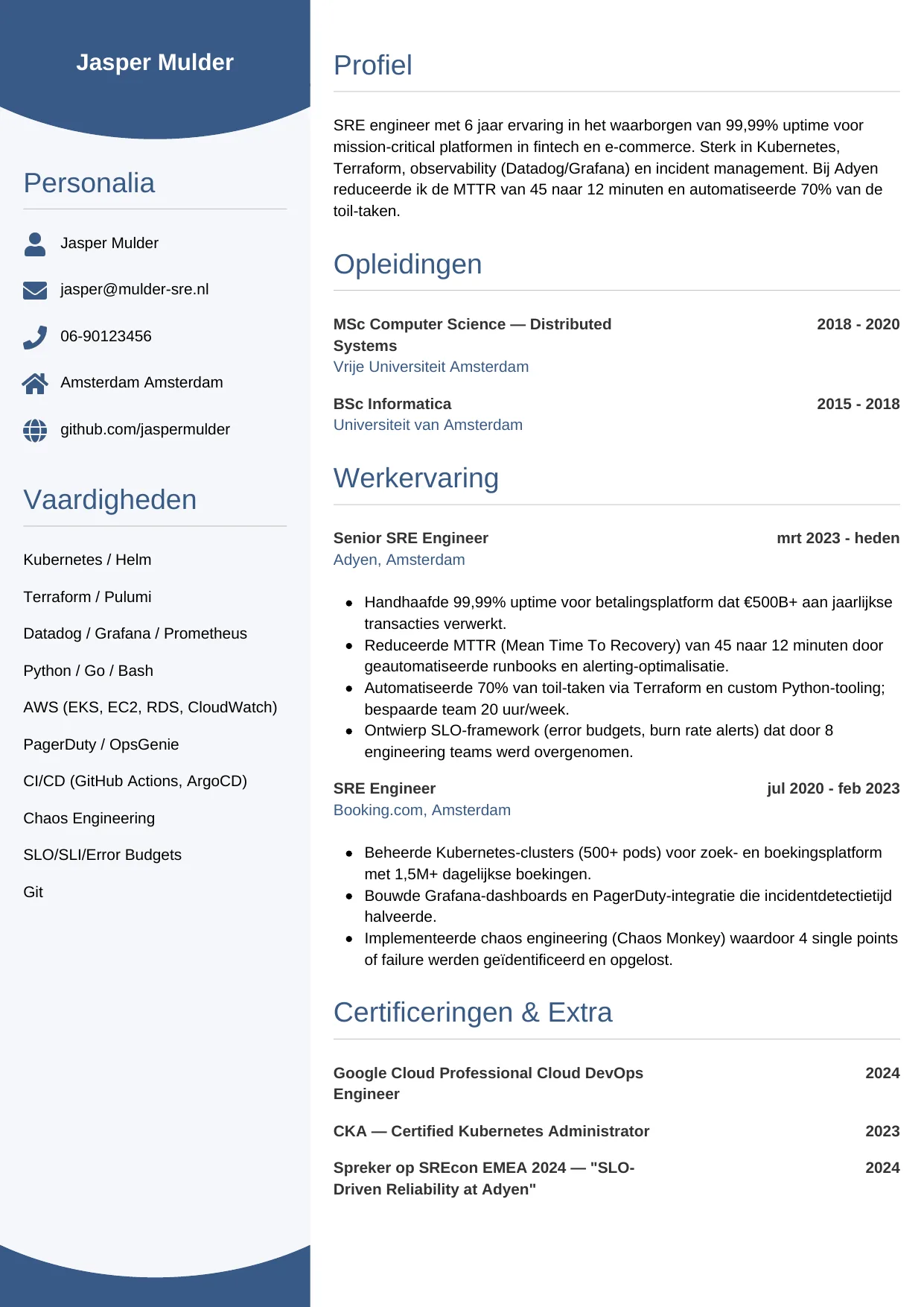 CV Circulair voor sre engineer