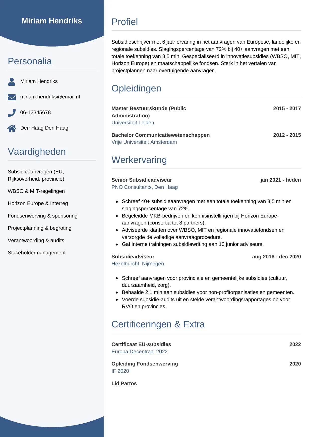 CV Circulair voor subsidieschrijver
