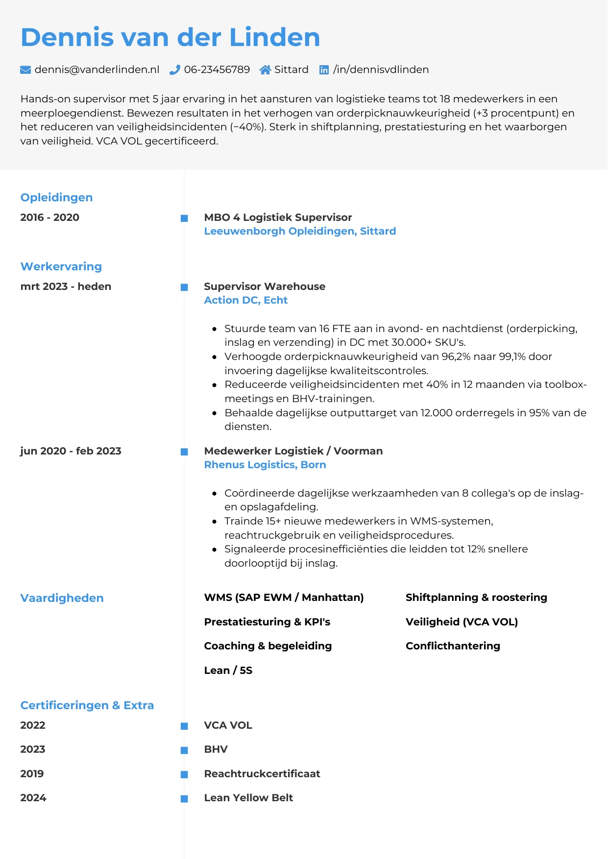 CV Chrono voor supervisor