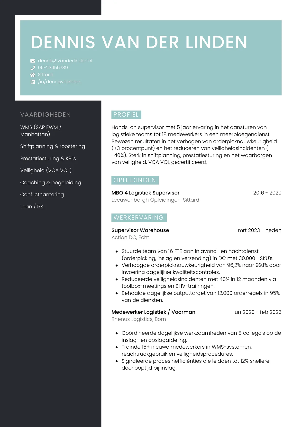CV Elegant voor supervisor