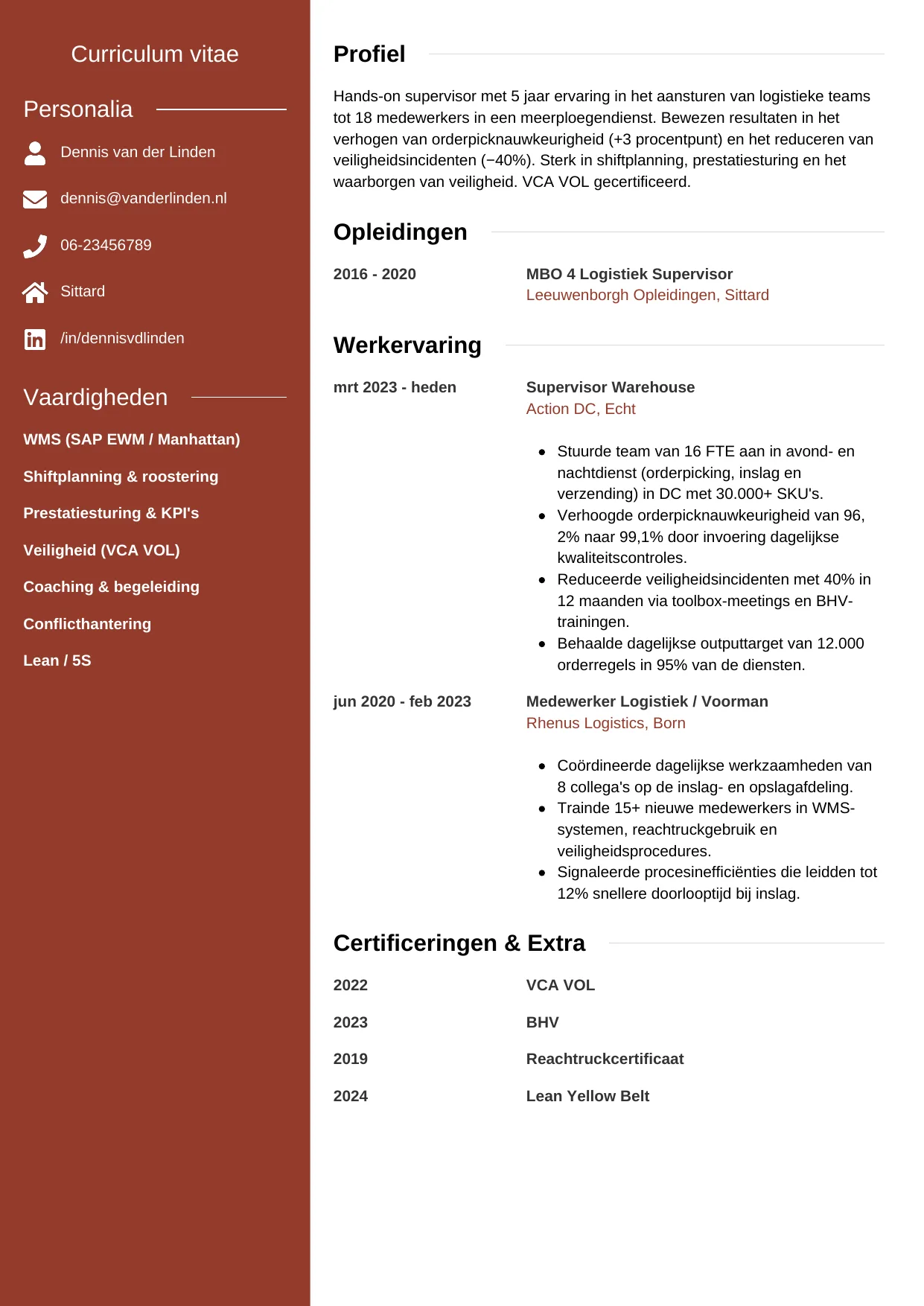 CV Modern voor supervisor