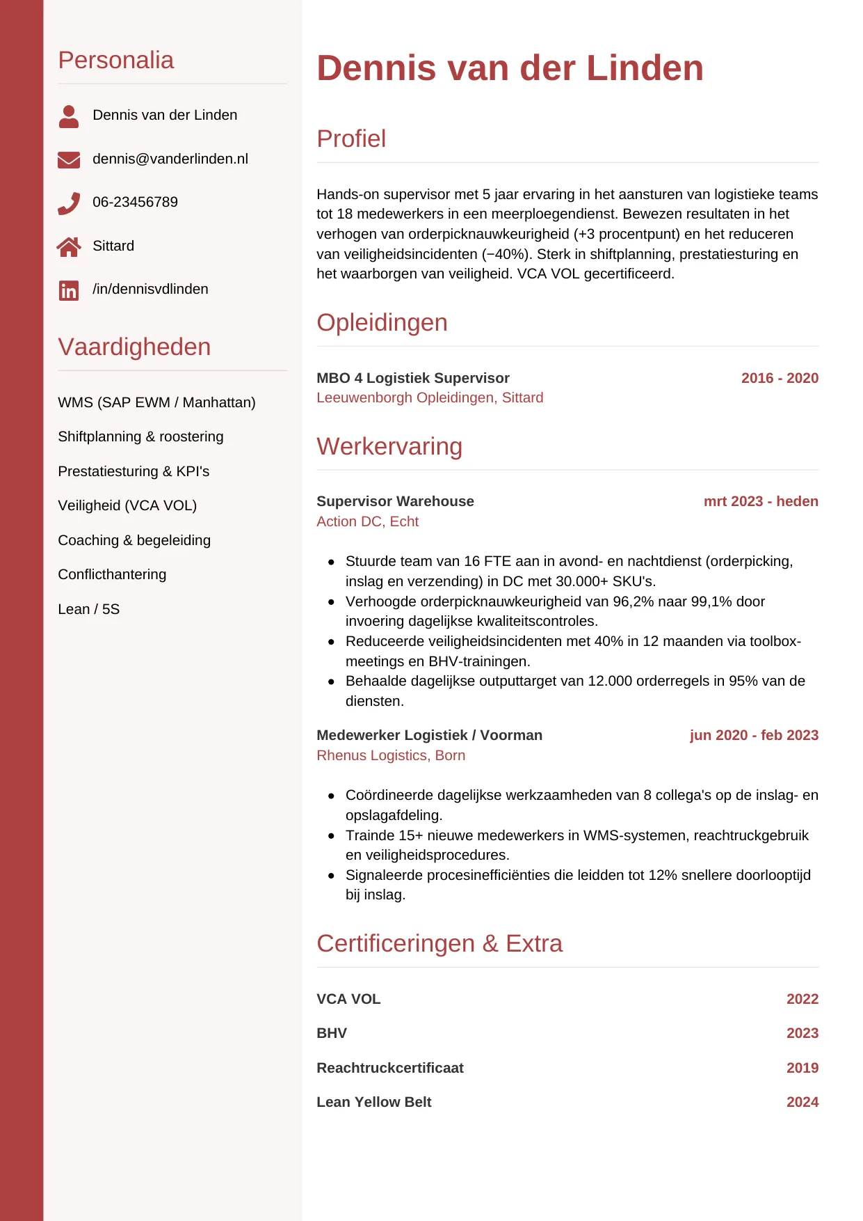 CV Verticaal voor supervisor