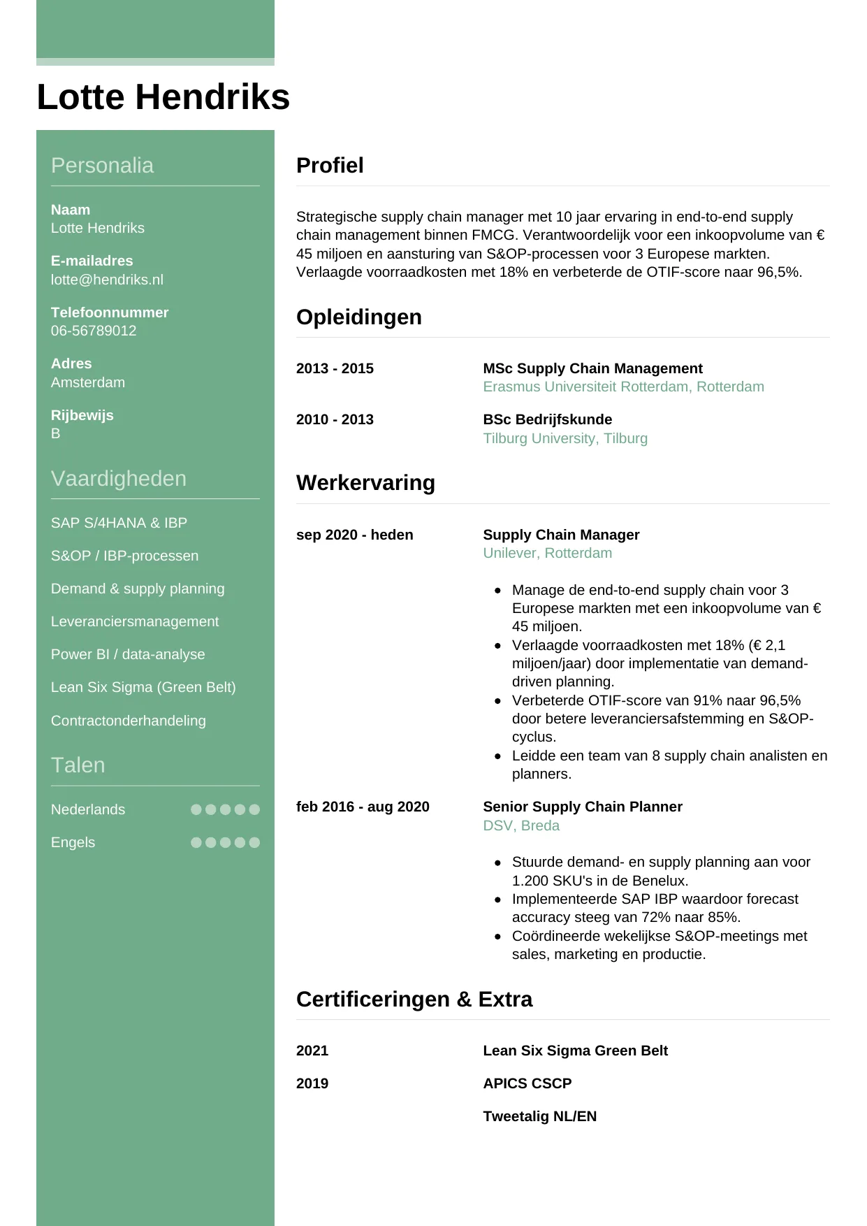 CV Casual voor supply chain manager