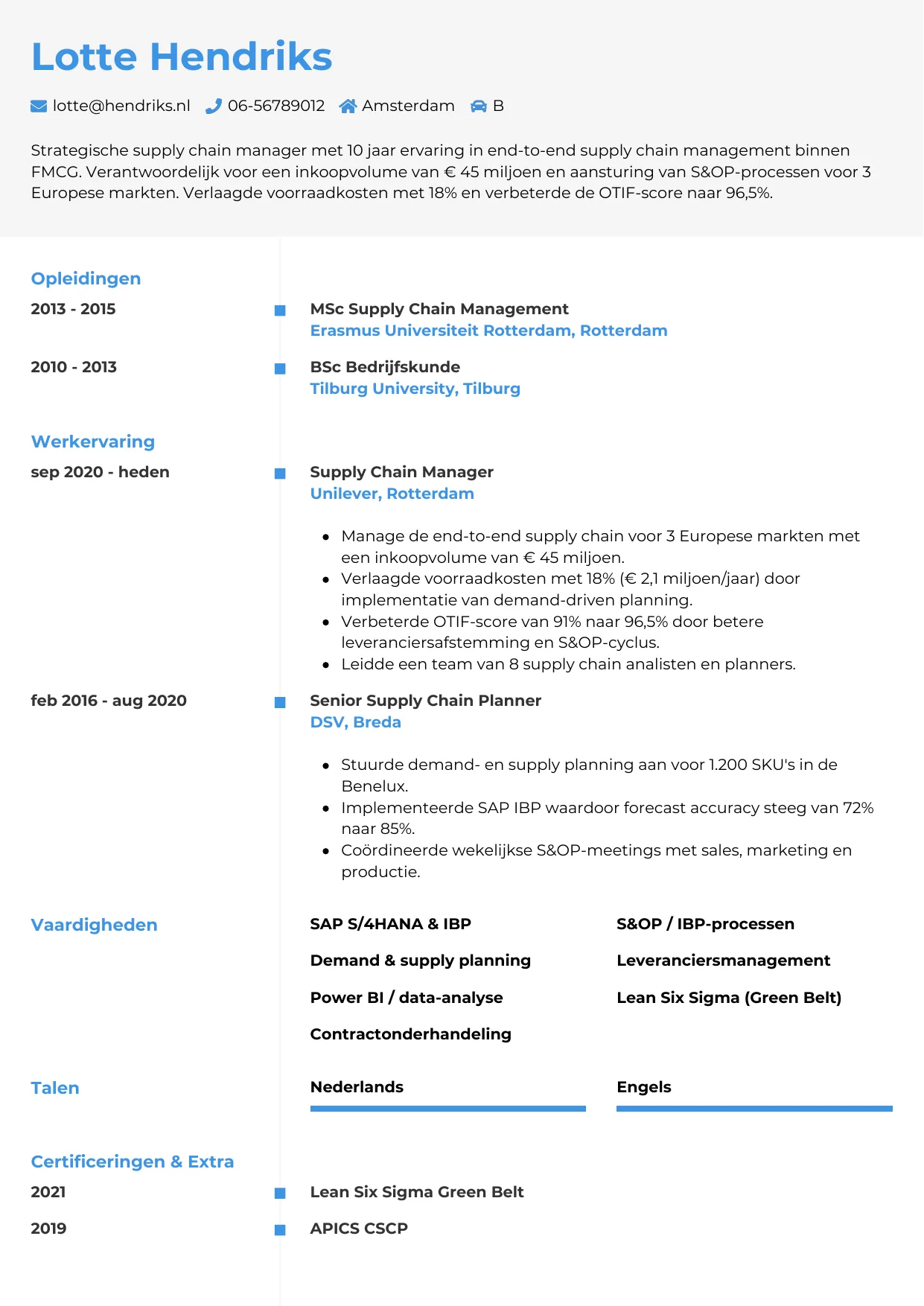 CV Chrono voor supply chain manager