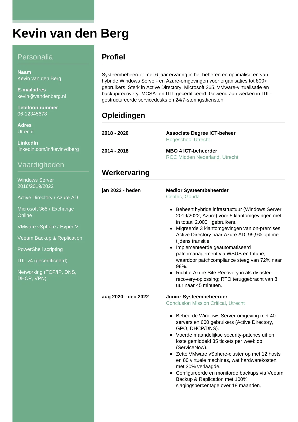 CV Casual voor systeembeheerder
